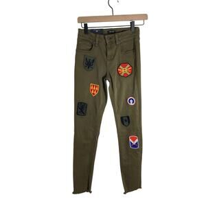 NWT 25 Miss Me Jeans Olive Green Patch It Up Army Biker Ankle Skinny Jeans